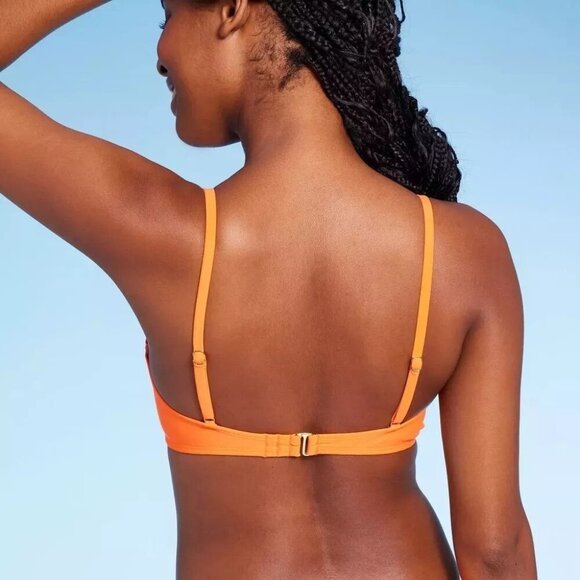 Wild Fable Bright Orange Twist Front Bralette Style Bikini Swim Top -- XXS 00 - Picture 2 of 5